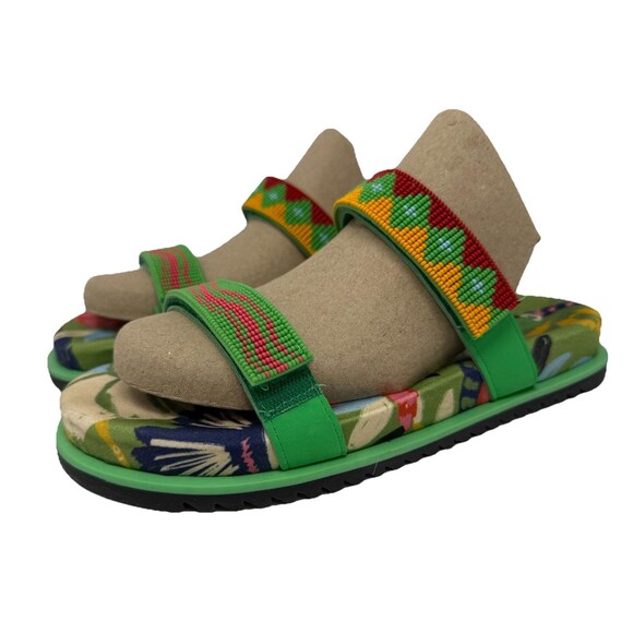 Farm Rio Women’s Atomic Slide Beaded Adjustable Strap Sandals Floral‎ Size 9 NWT - Picture 1 of 6